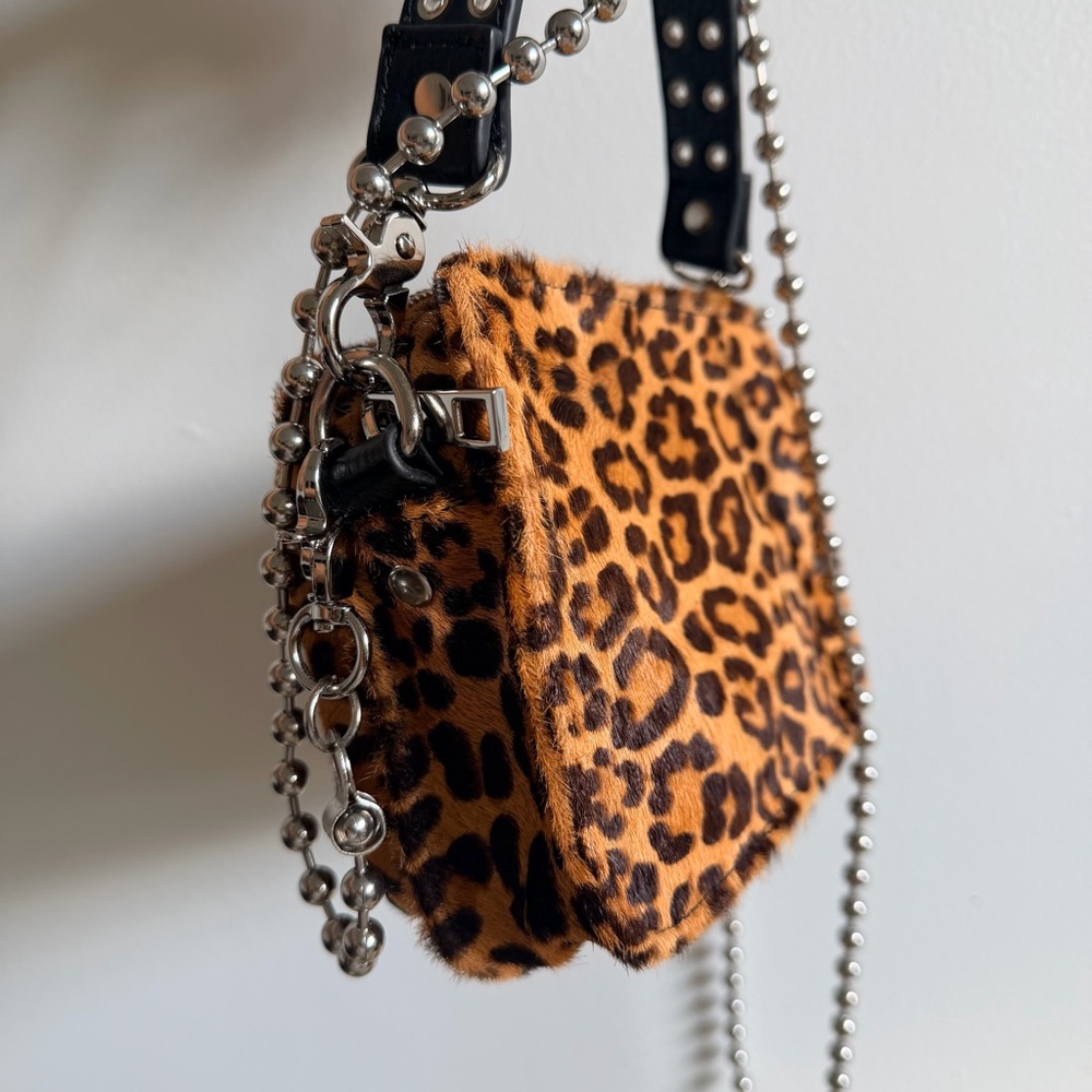 Leopard Print Crossbody Bag with Black Accents - Picture 2 of 4